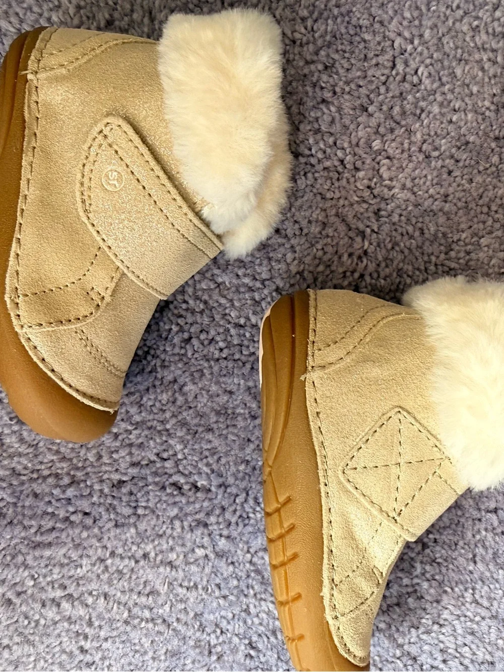 Stride Rite Kids Faux Fur Booties in Cream